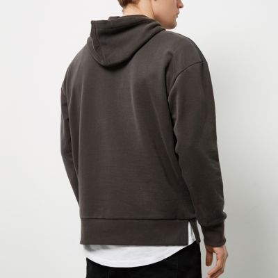 Dark grey distressed hoodie